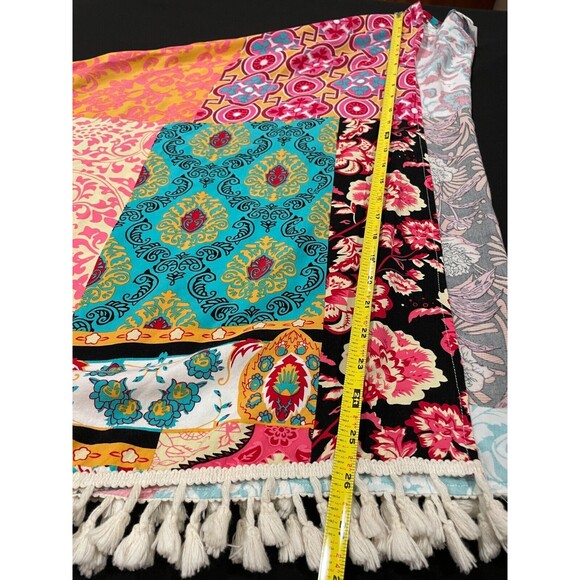 ~ Grace & Lace Med Boho Serape Crochet Poncho Coverup Tassel Beach Tropical Boho - Picture 12 of 14